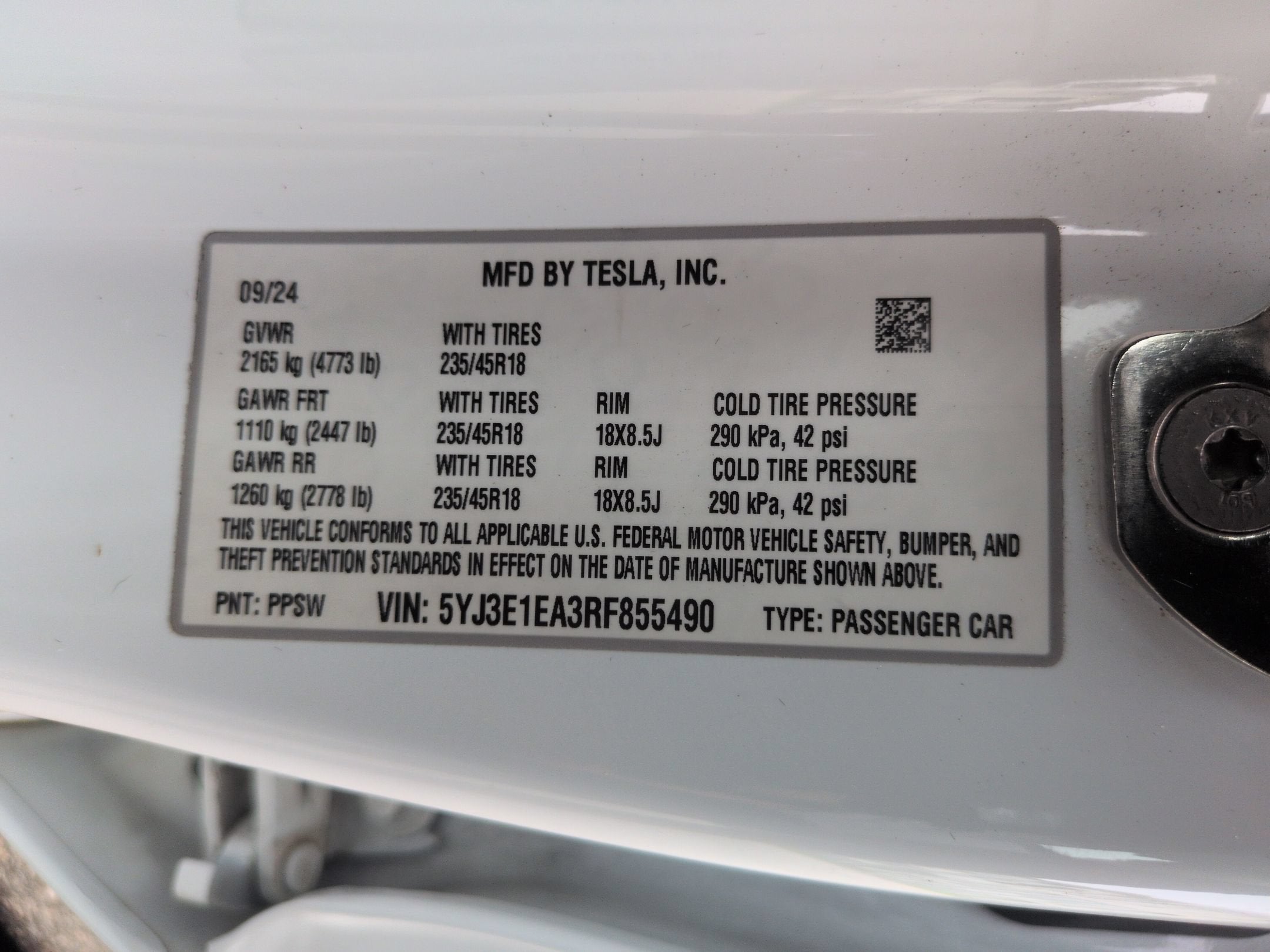 2024 Tesla Model 3 Long Range
