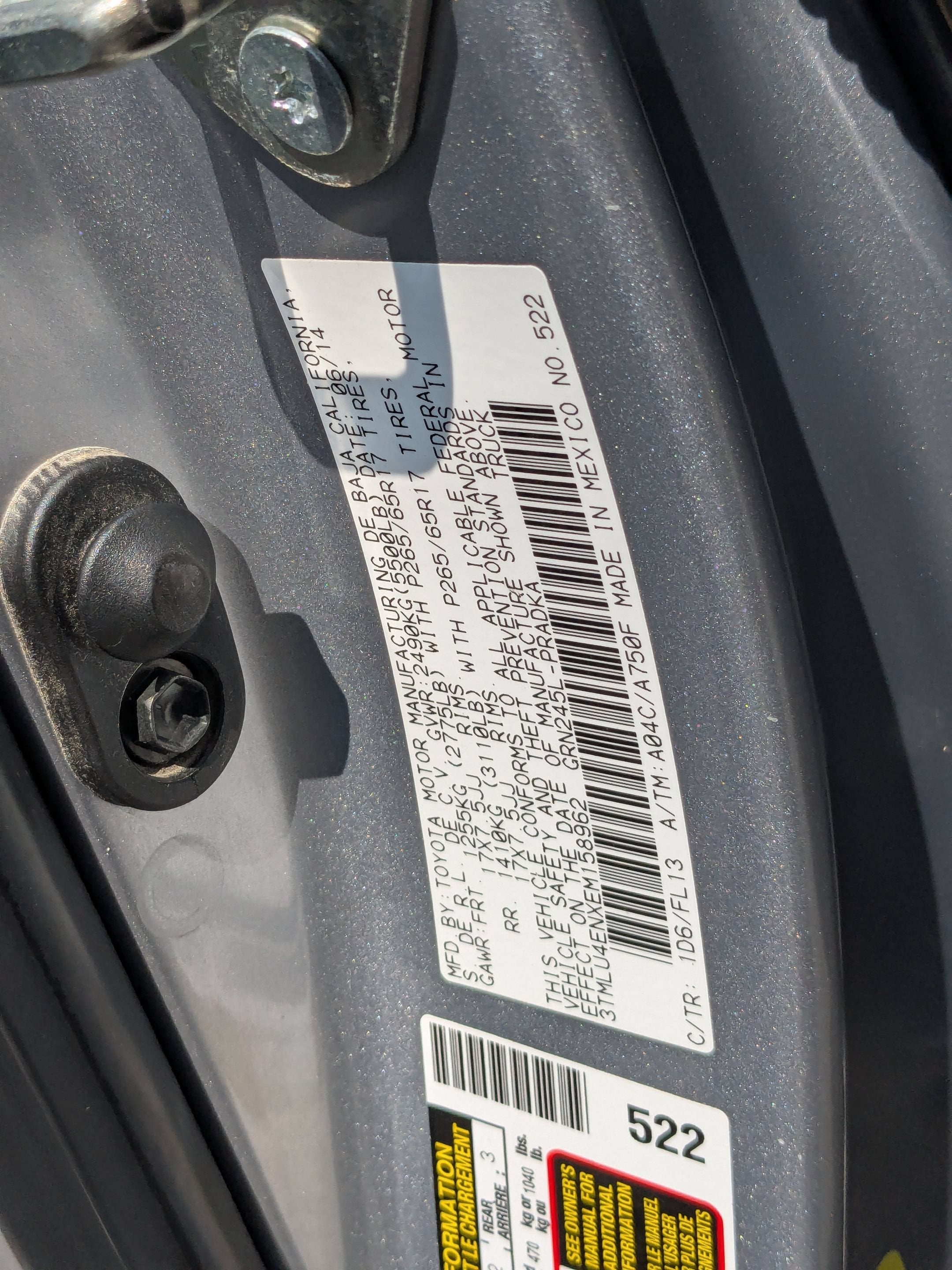 2014 Toyota Tacoma DBL CAB 4WD V6 AT