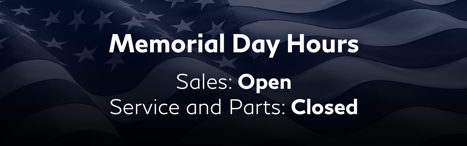 Sales Open on Memorial Day